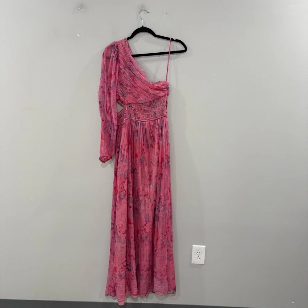 BHLDN Dress Iris One Shoulder Cutout in Pink Floral - Picture 3 of 9
